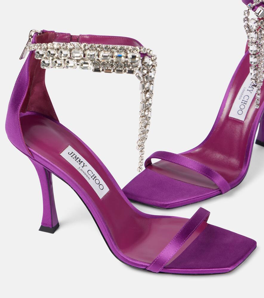 Jimmy Choo Verity 100 Embellished Satin Sandals In Pink