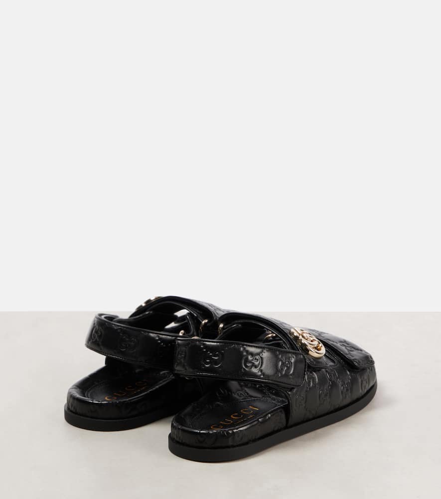 Gucci Nappa Leather Open Toe Flat Sole Sandals In Black