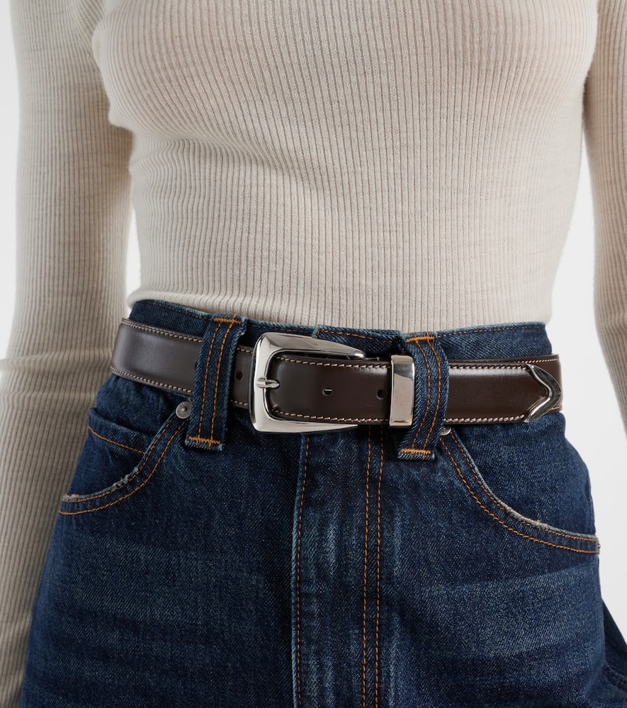 Khaite 3cm Benny Leather Belt In Brown