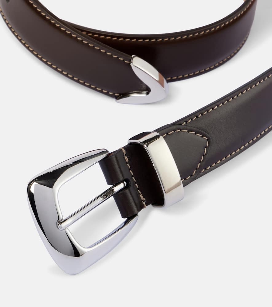 Khaite 3cm Benny Leather Belt In Brown