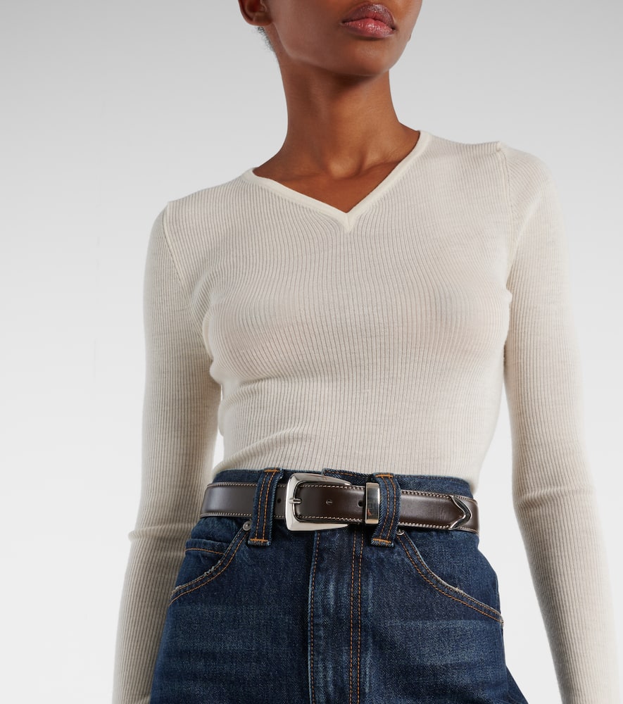 Khaite 3cm Benny Leather Belt In Brown