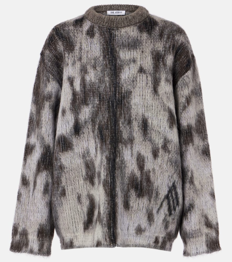Attico Leopard-print Jacquard Sweater In Grau