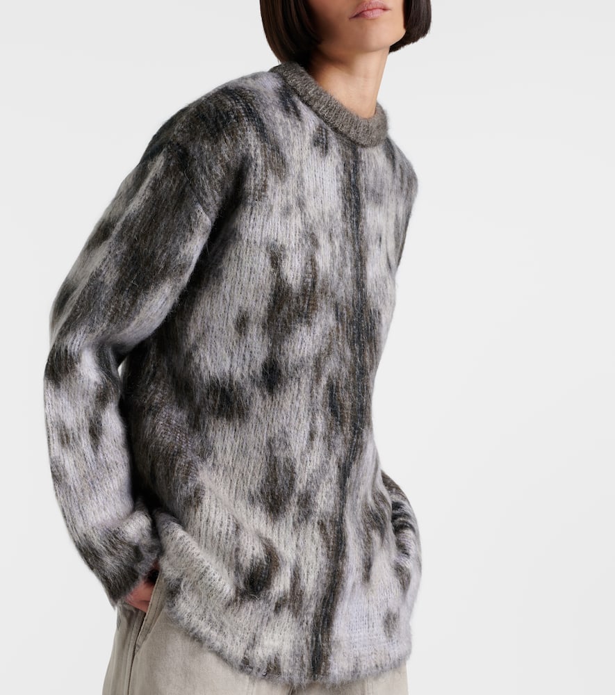 Attico Leopard-print Jacquard Sweater In Grau