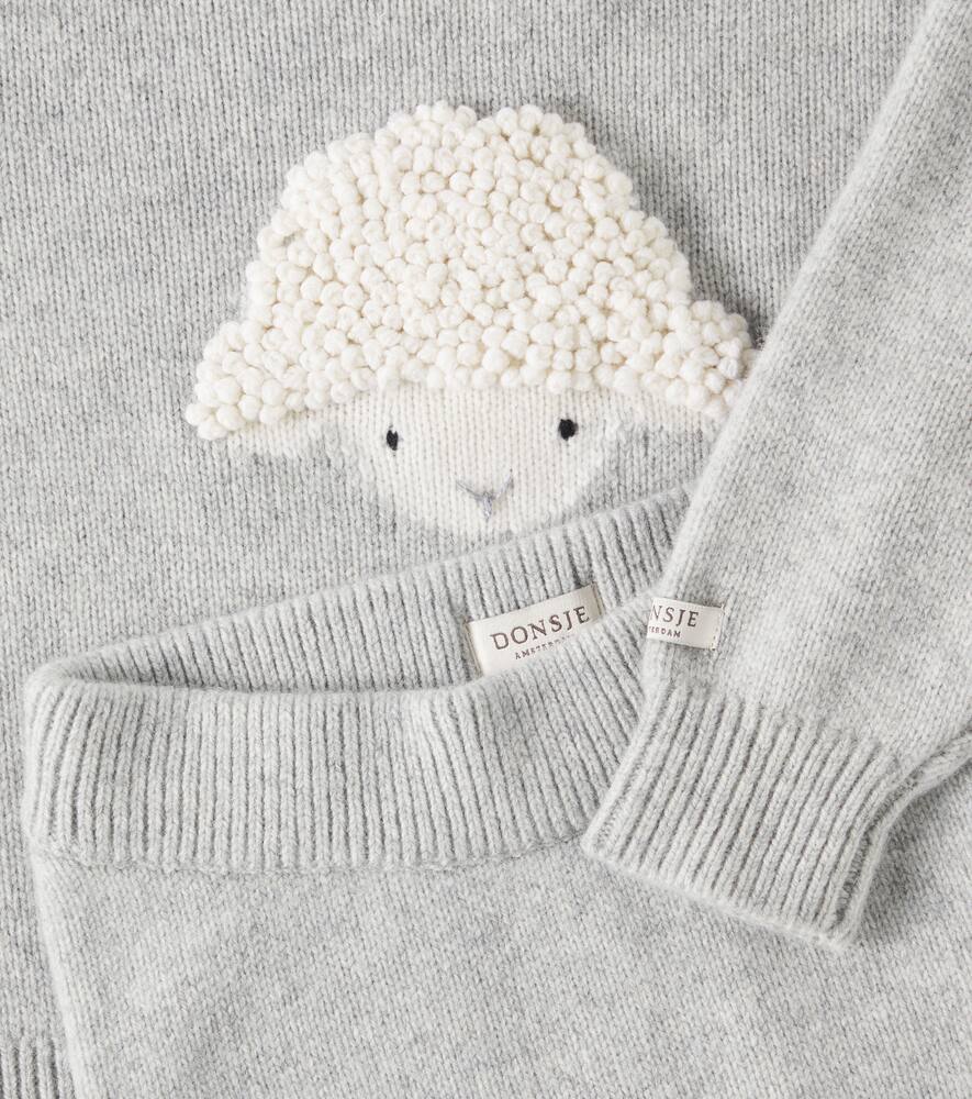 Donsje Baby Denn Wool Sweater And Pants Set In Soft Grey Melange
