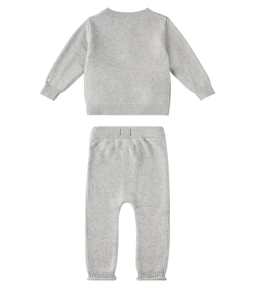 Donsje Baby Denn Wool Sweater And Pants Set In Soft Grey Melange