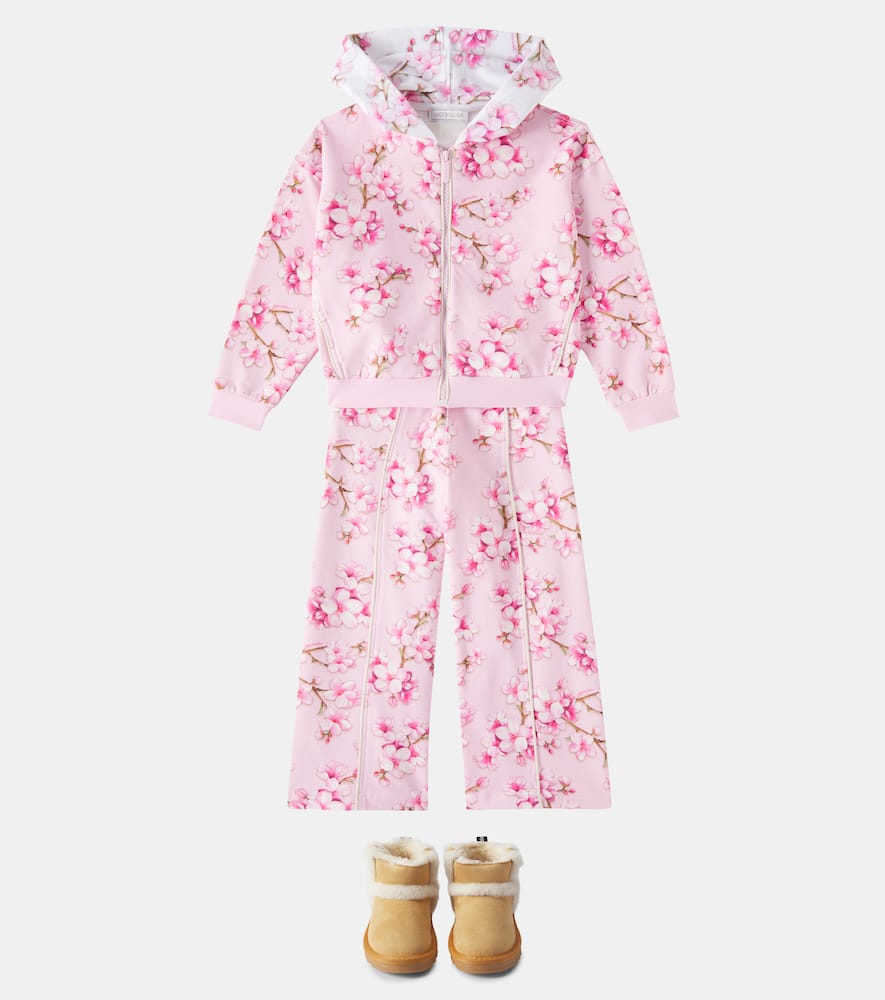 Monnalisa Floral-print Trousers In Pink