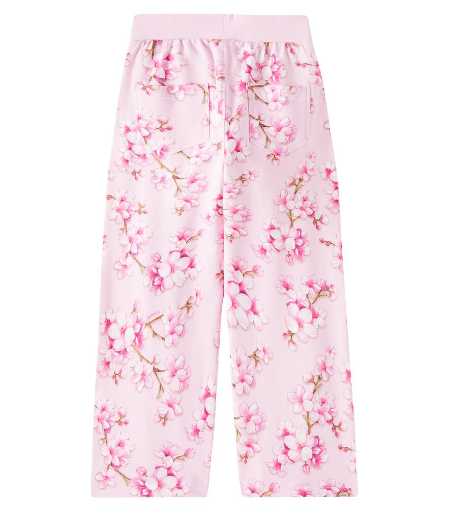 Monnalisa Floral-print Trousers In Pink