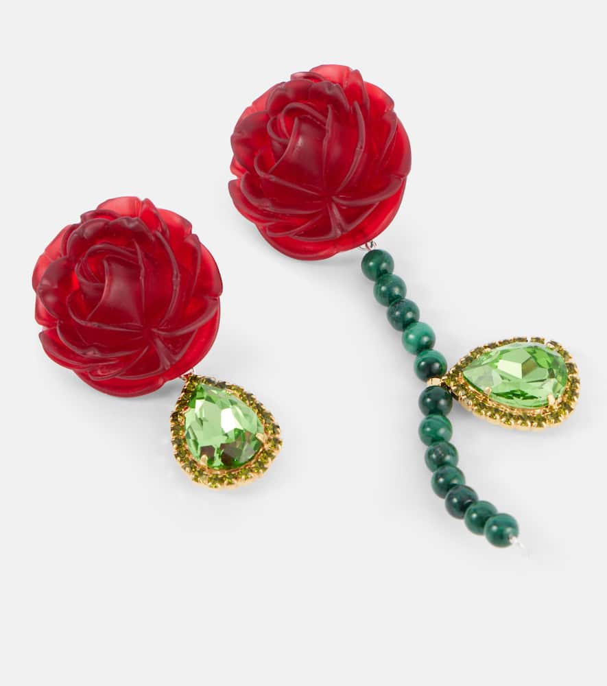 Magda Butrym Embellished Sterling Silver Drop Earrings In Red
