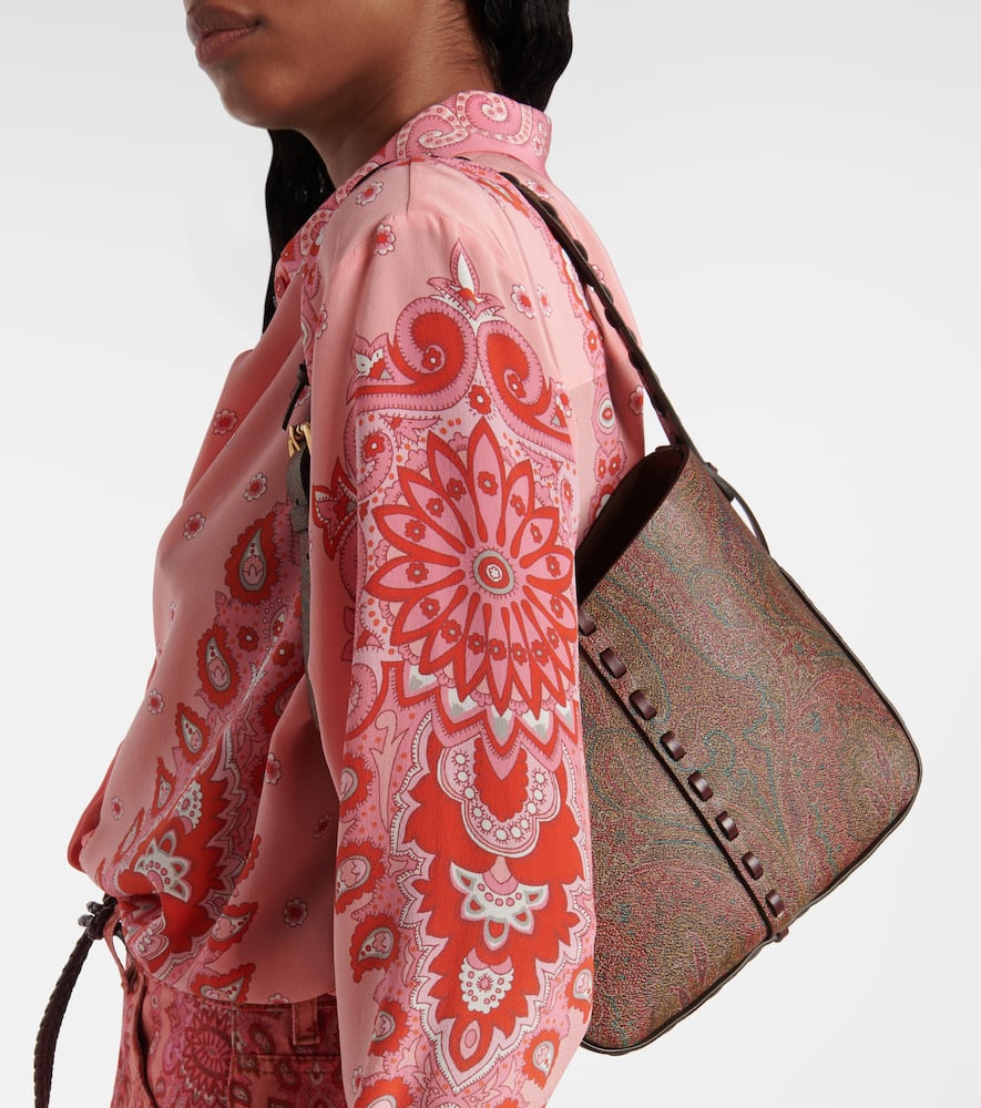 Etro Vulcano Medium Canvas Shoulder Bag In Multicoloured