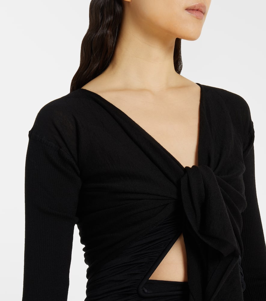 Rick Owens Cropped Virgin Wool Sweater In Black