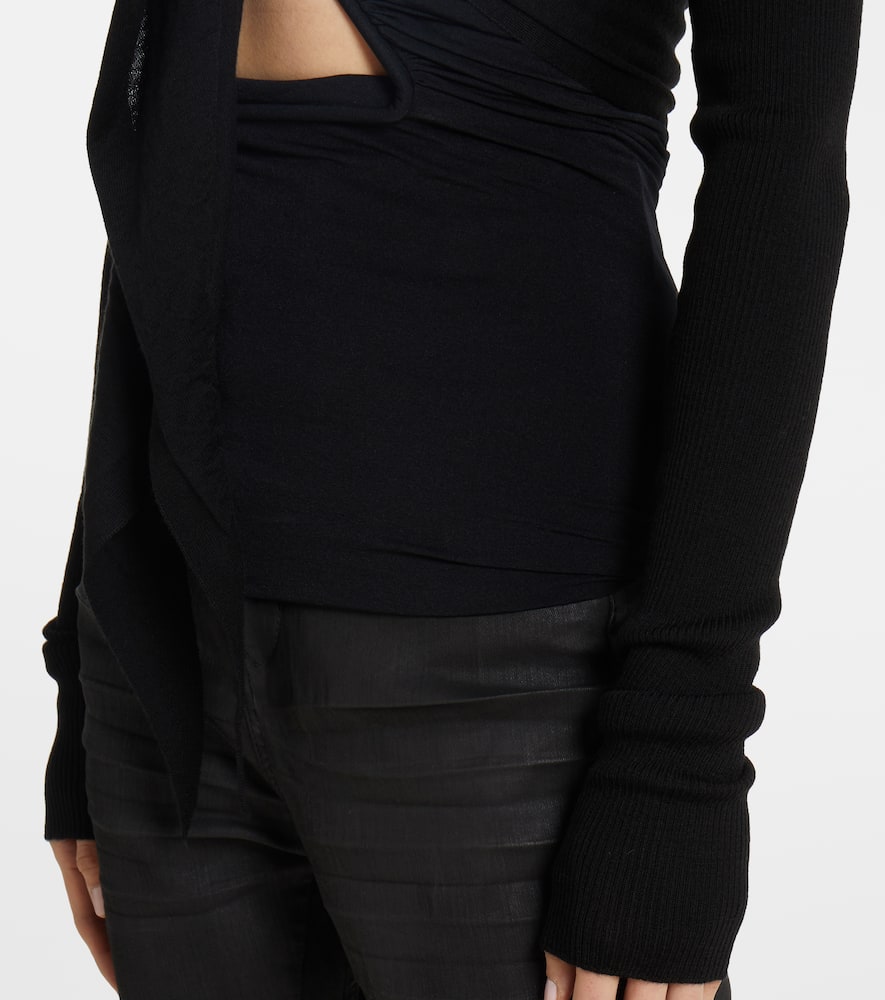 Rick Owens Cropped Virgin Wool Sweater In Black