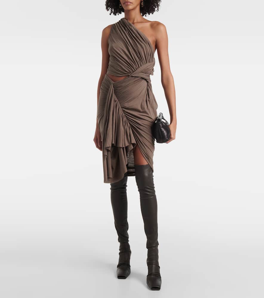 Rick Owens Drkshdw Fog Draped Cutout Cotton Minidress In Grey