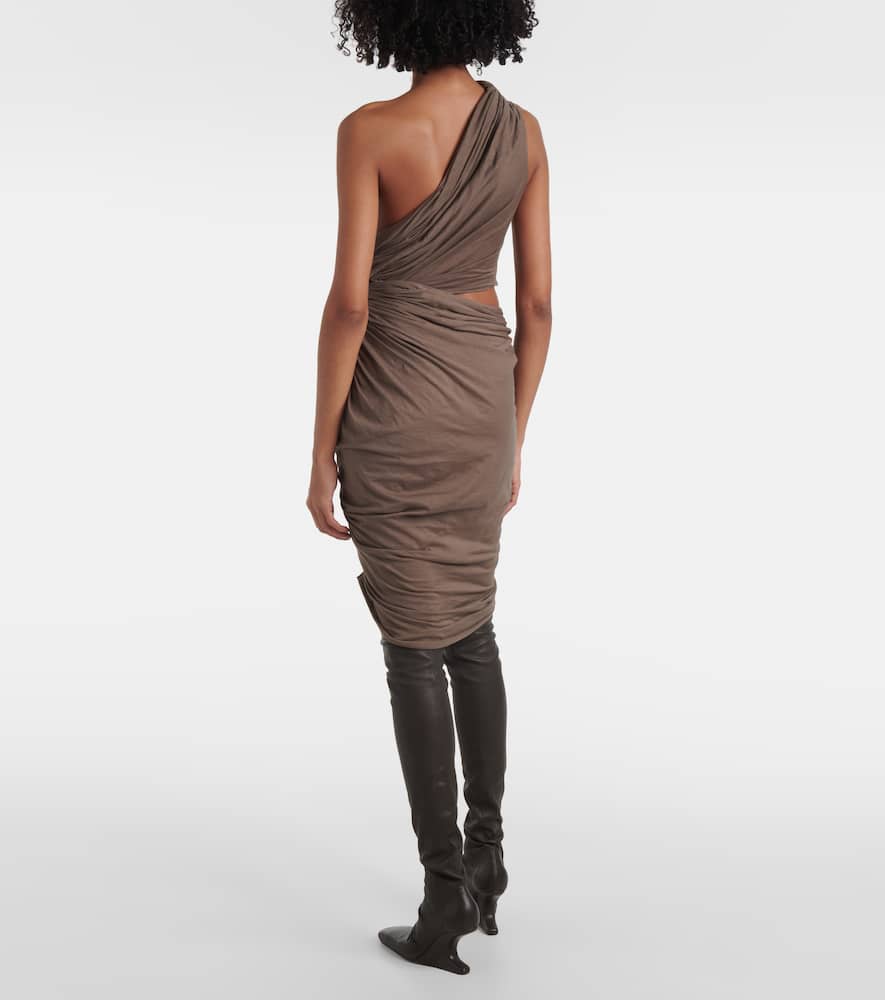 Rick Owens Drkshdw Fog Draped Cutout Cotton Minidress In Grey