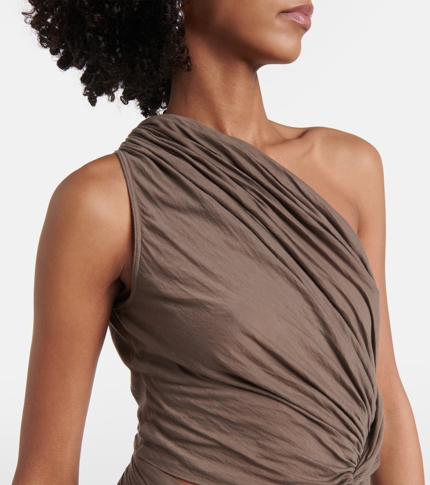 Rick Owens Drkshdw Fog Draped Cutout Cotton Minidress In Grey