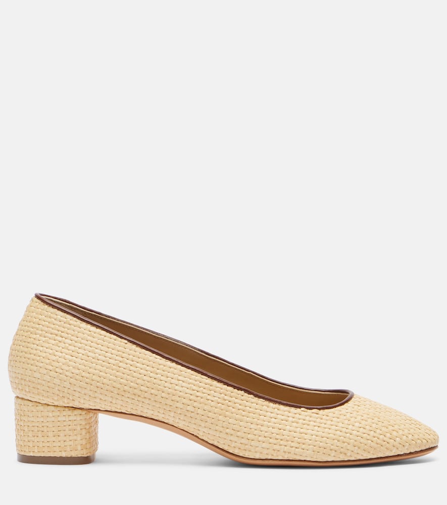 LE MONDE BERYL LE MONDE BÉRYL LEATHER-TRIMMED RAFFIA PUMPS 