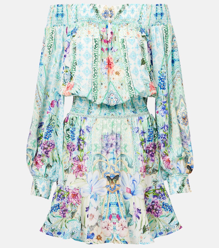 Crystal-embellished silk minidress