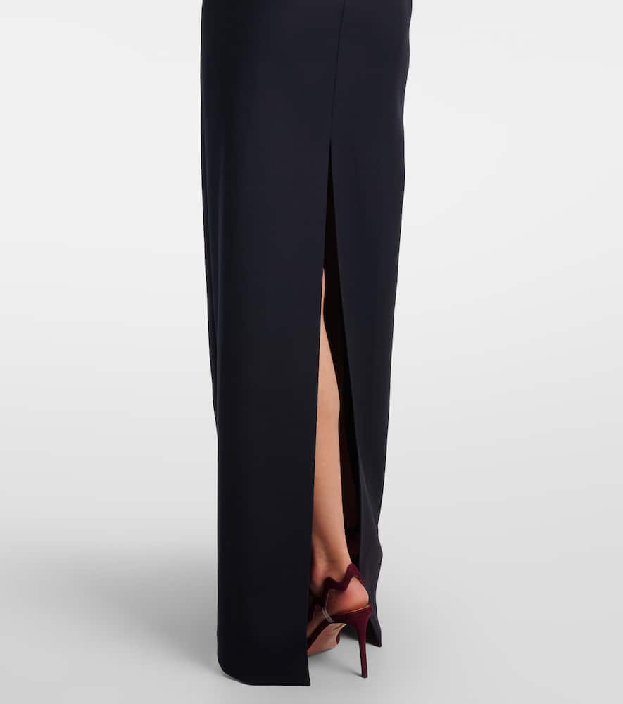 David Koma Off-shoulder Wool-blend Bustier Gown In Black