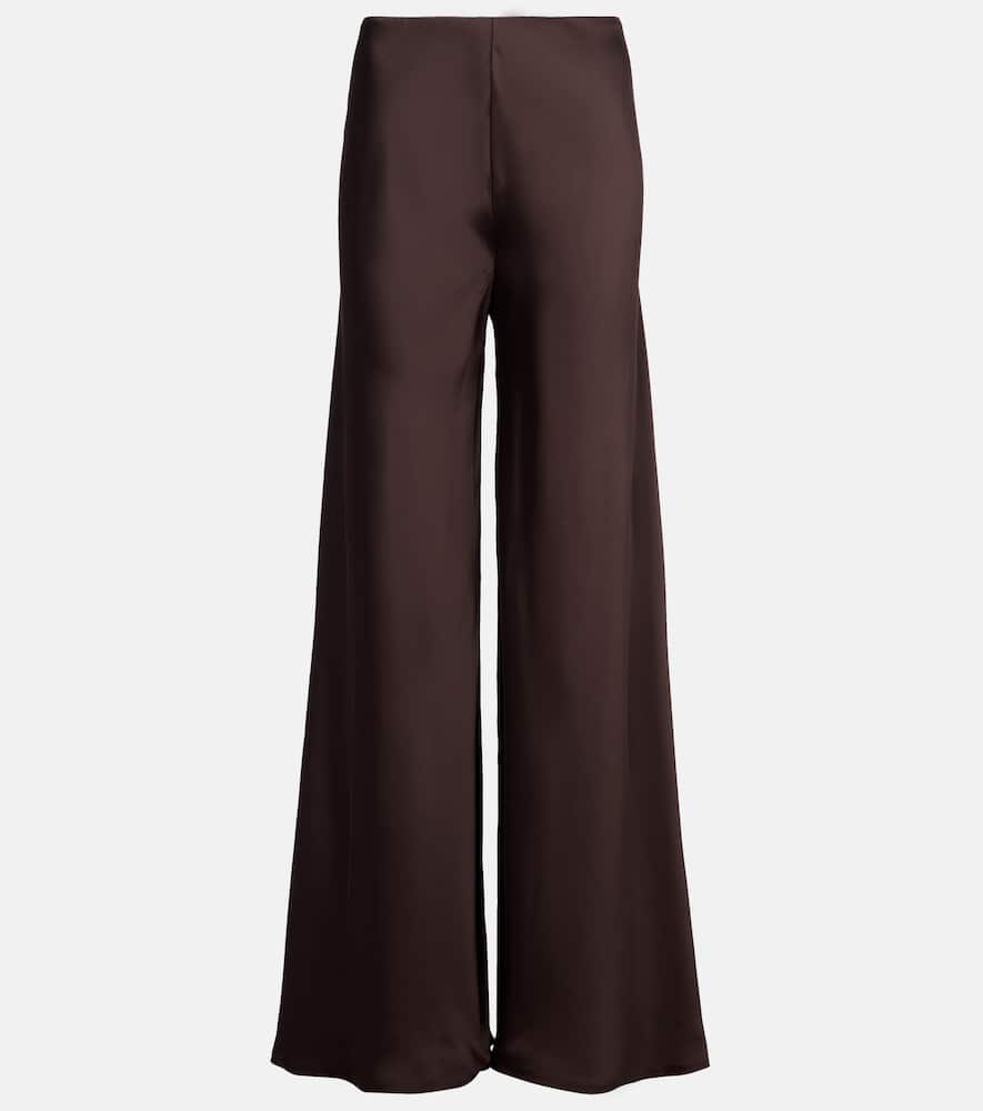 High-rise satin wide-leg pants