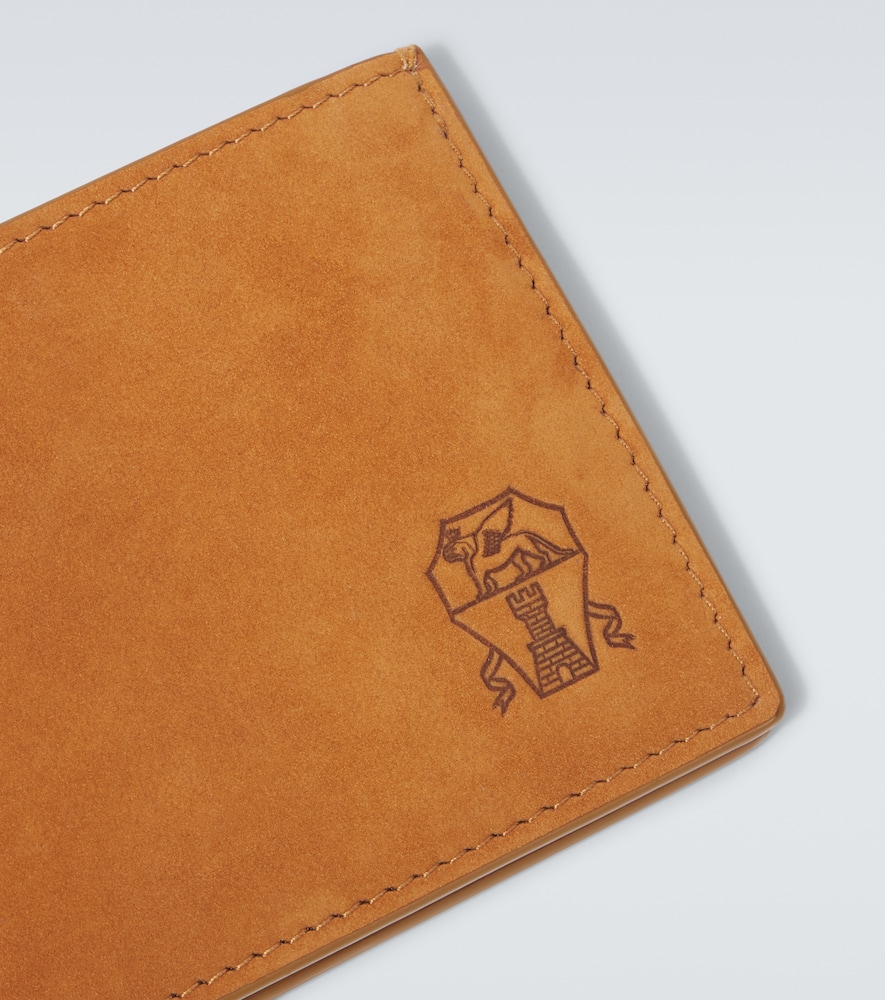 Brunello Cucinelli Suede Bifold Wallet In Brown
