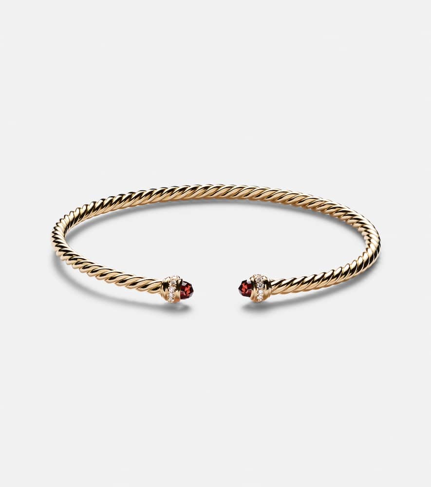 David Yurman Cablespira® Flex 18kt Gold Cuff Bracelet With Garnets And Diamonds