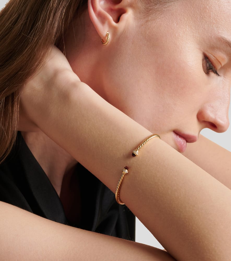 David Yurman Cablespira® Flex 18kt Gold Cuff Bracelet With Garnets And Diamonds