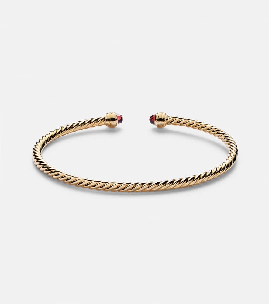 David Yurman Cablespira® Flex 18kt Gold Cuff Bracelet With Garnets And Diamonds
