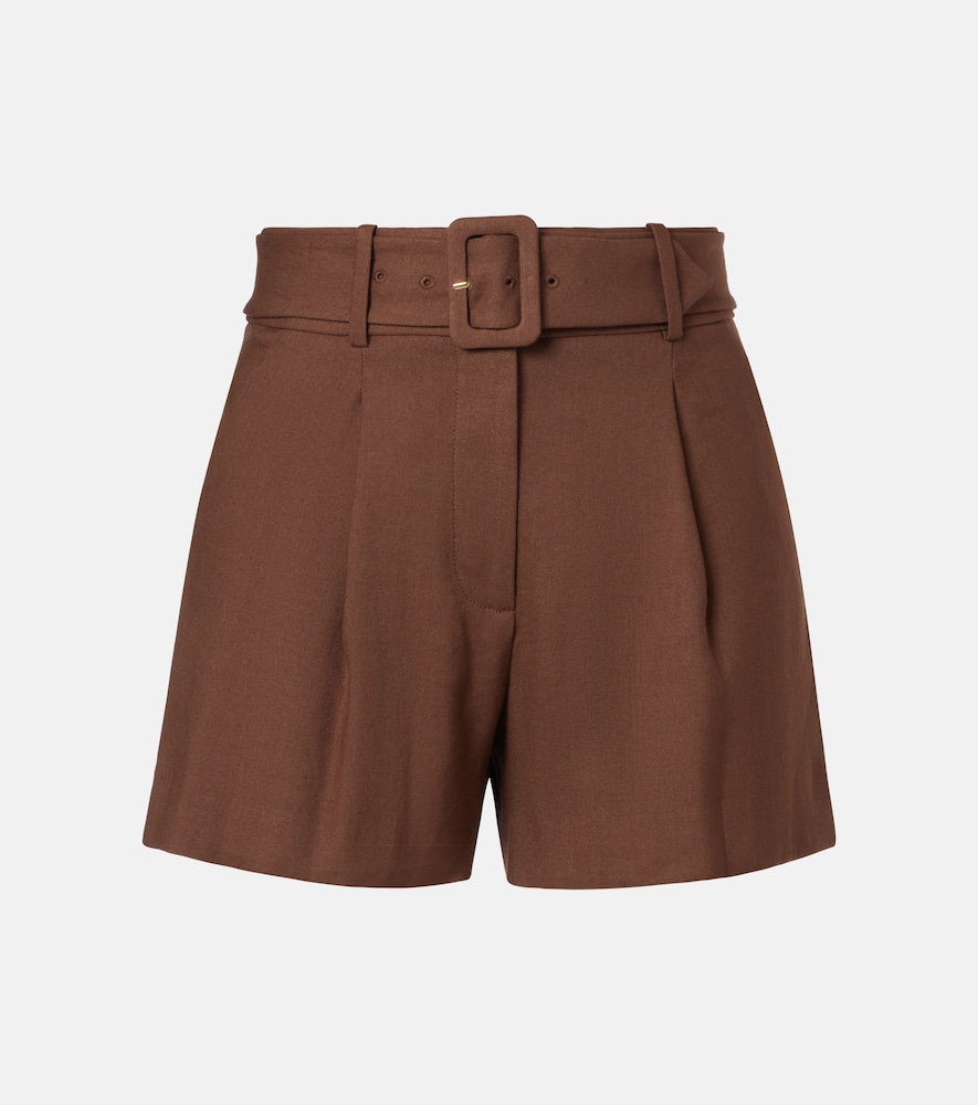 Piper belted linen-blend shorts