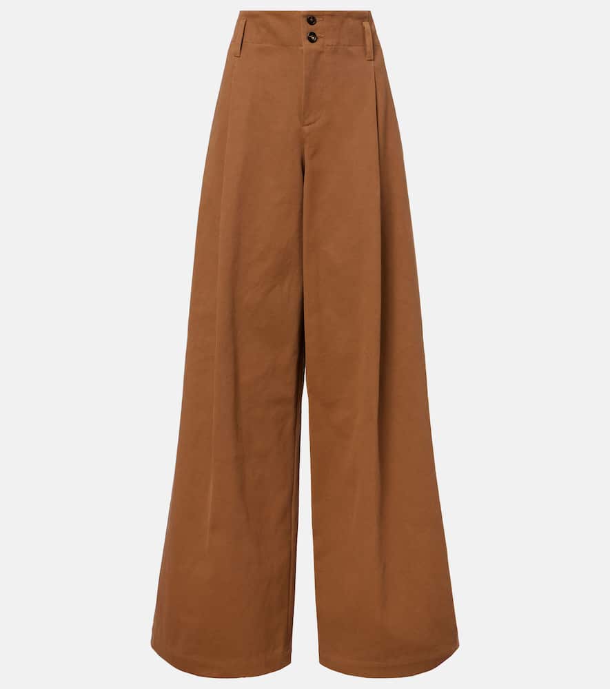 Chloé High-rise cotton canvas wide-leg pants