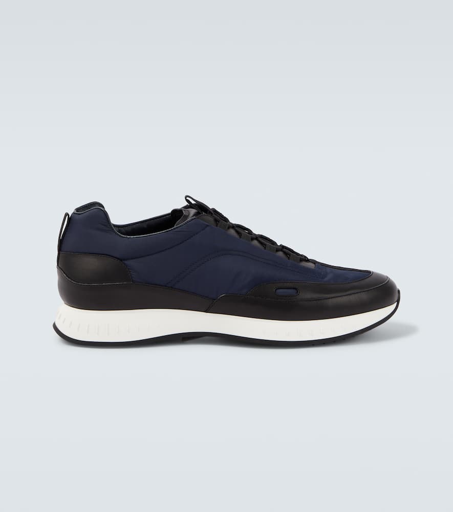 John Lobb Leather-trimmed Slip-on Sneakers In Blue