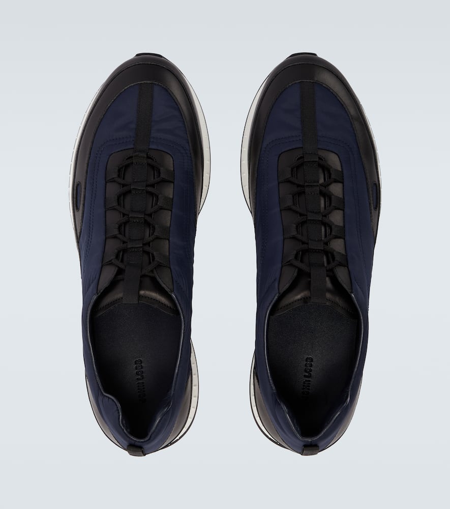 John Lobb Leather-trimmed Slip-on Sneakers In Blue