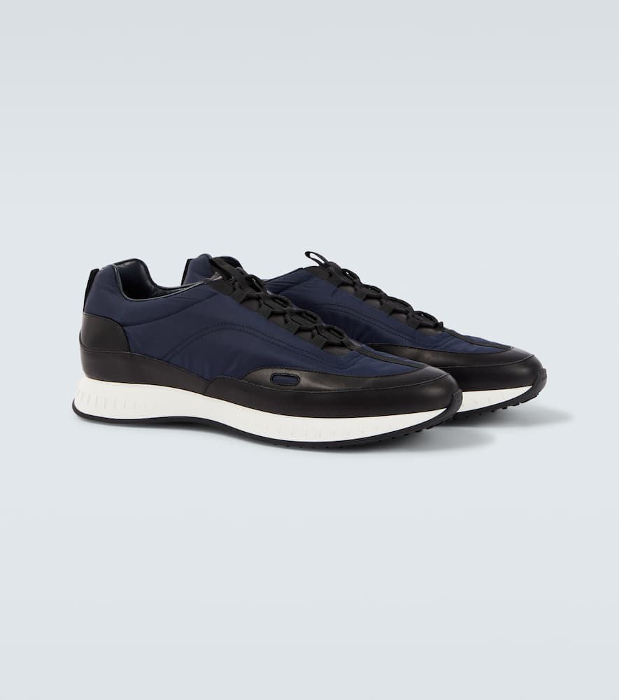 John Lobb Leather-trimmed Slip-on Sneakers In Blue