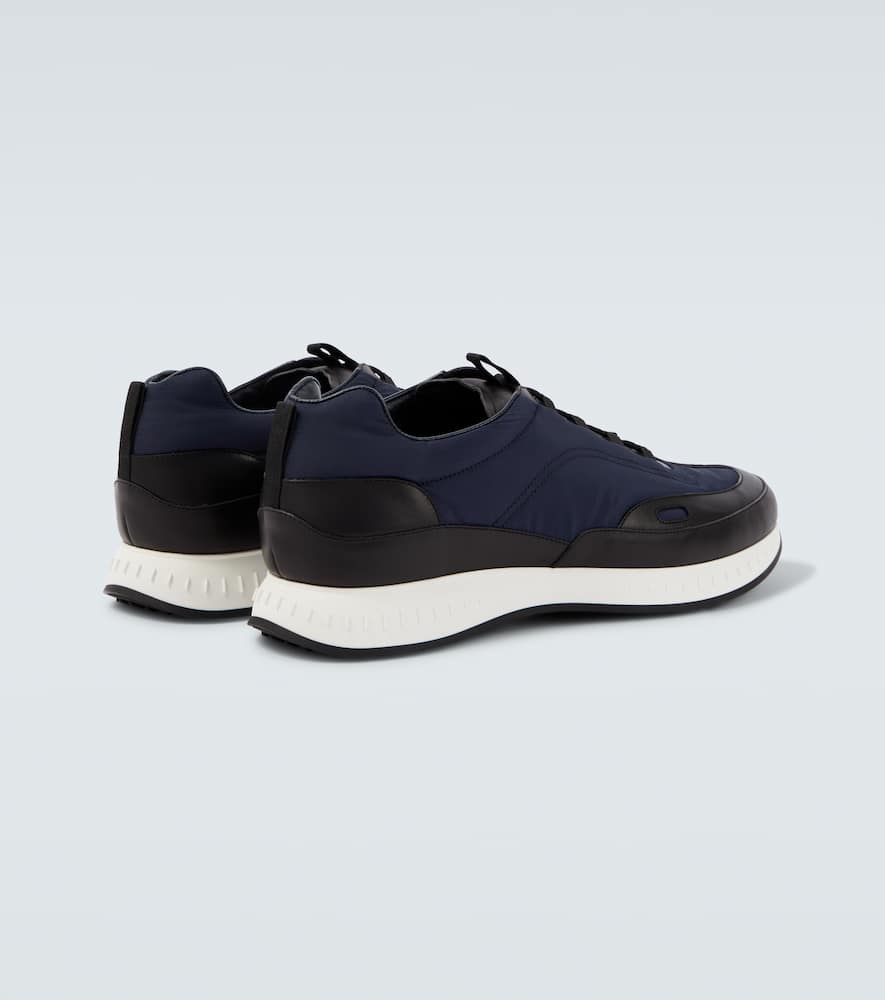 John Lobb Leather-trimmed Slip-on Sneakers In Blue