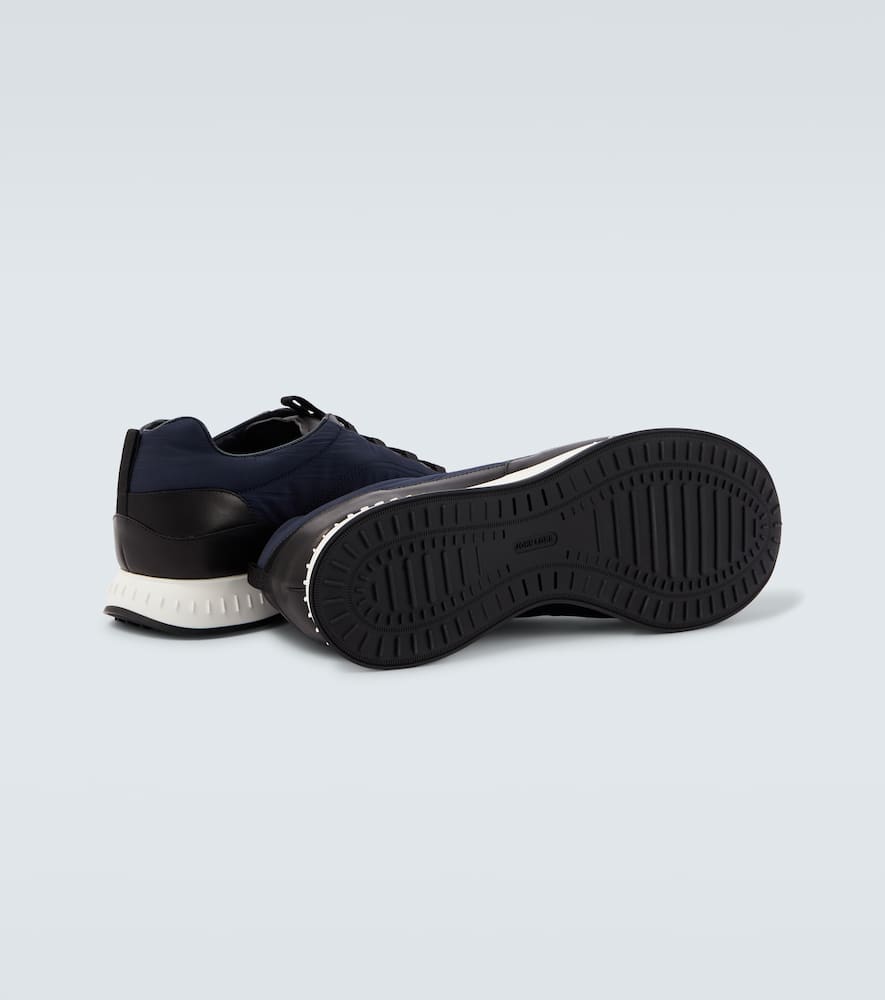 John Lobb Leather-trimmed Slip-on Sneakers In Blue