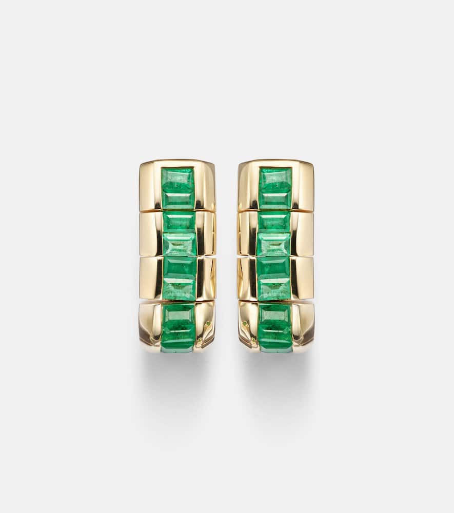Scales 18kt gold earrings with emeralds