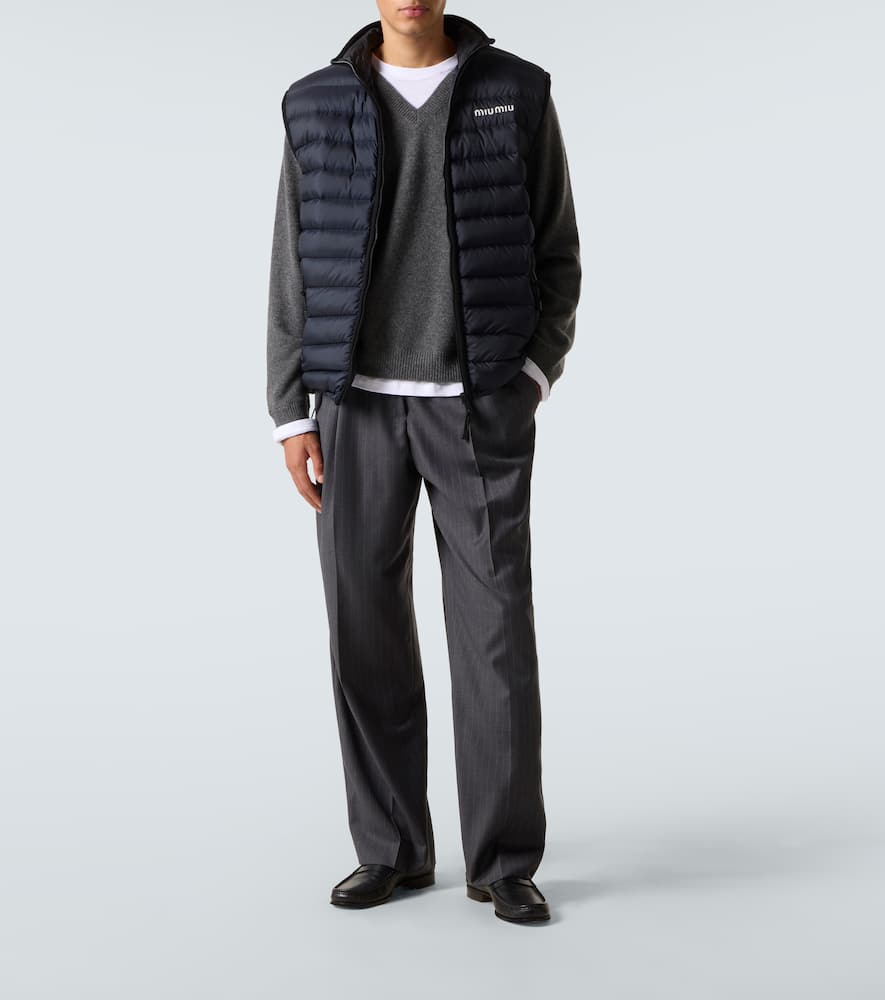 Miu Miu Layered Cashmere Sweater In Gray
