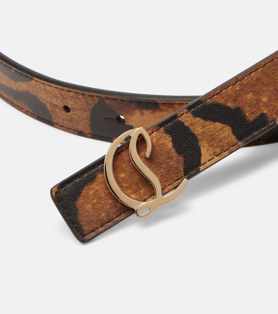 Christian Louboutin Leopard-print Leather Belt In Brown