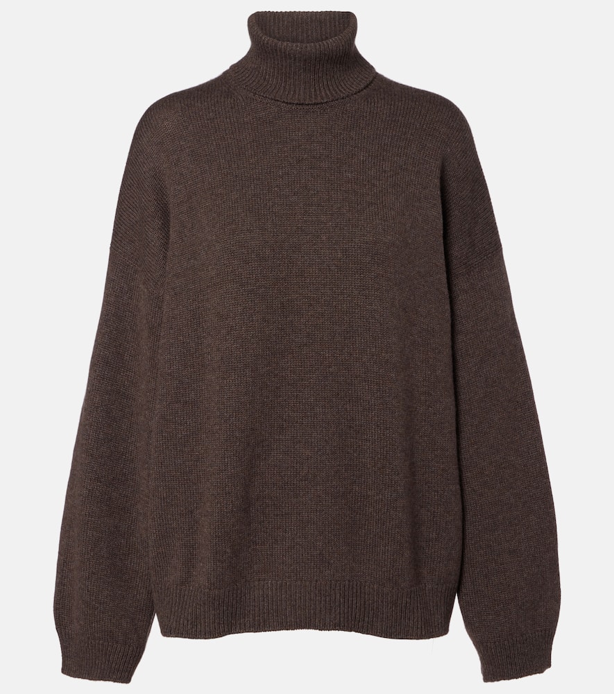 Brunello Cucinelli Monili Cashmere Turtleneck Sweater In Brown