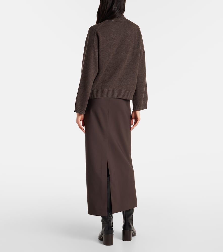 Brunello Cucinelli Monili Cashmere Turtleneck Sweater In Brown