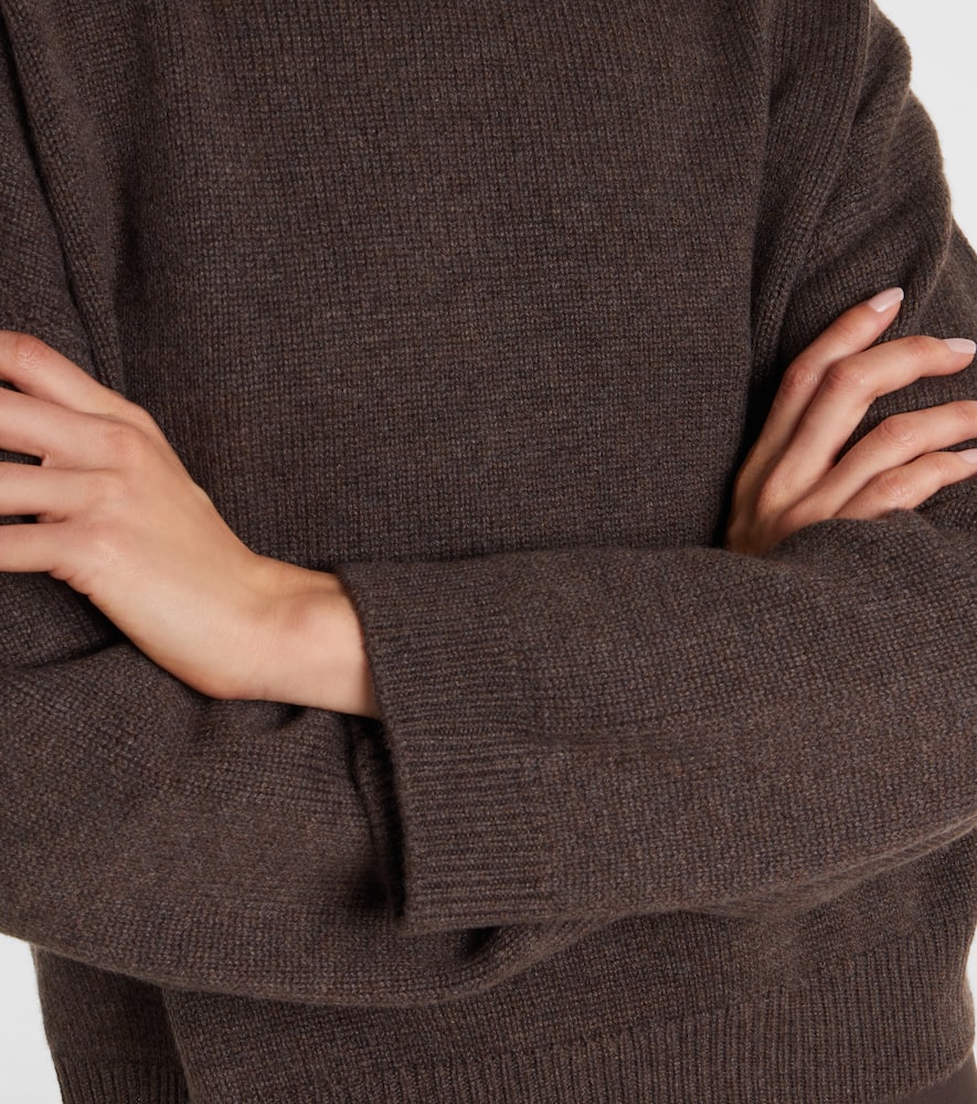 Brunello Cucinelli Monili Cashmere Turtleneck Sweater In Brown