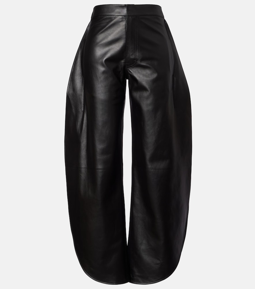 Alaia Alaïa High-rise leather barrel-leg pants