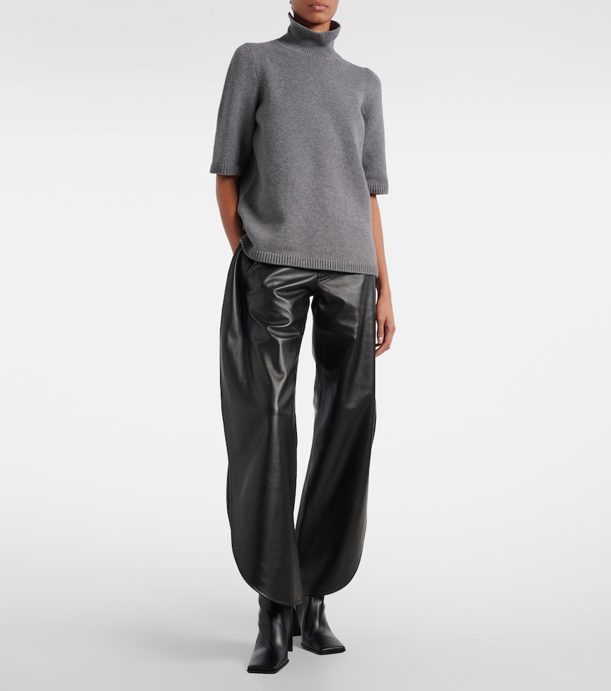 Alaïa High-rise leather barrel-leg pants