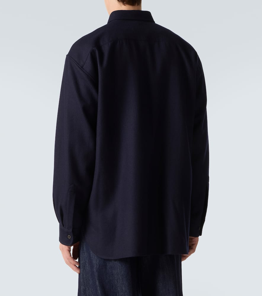 Dries Van Noten Mens Navy Croom Embroidered Wool Shirt In Blue