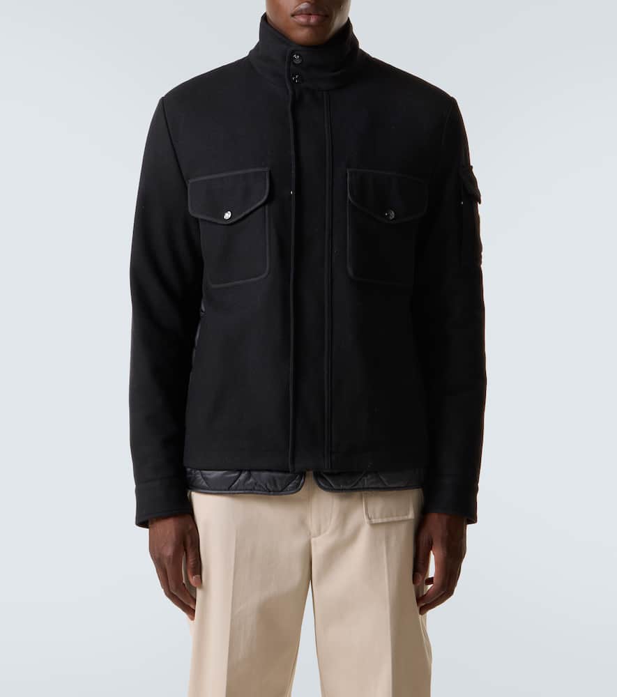 Moncler Avoine Panelled Wool And Shell Jacket In Black
