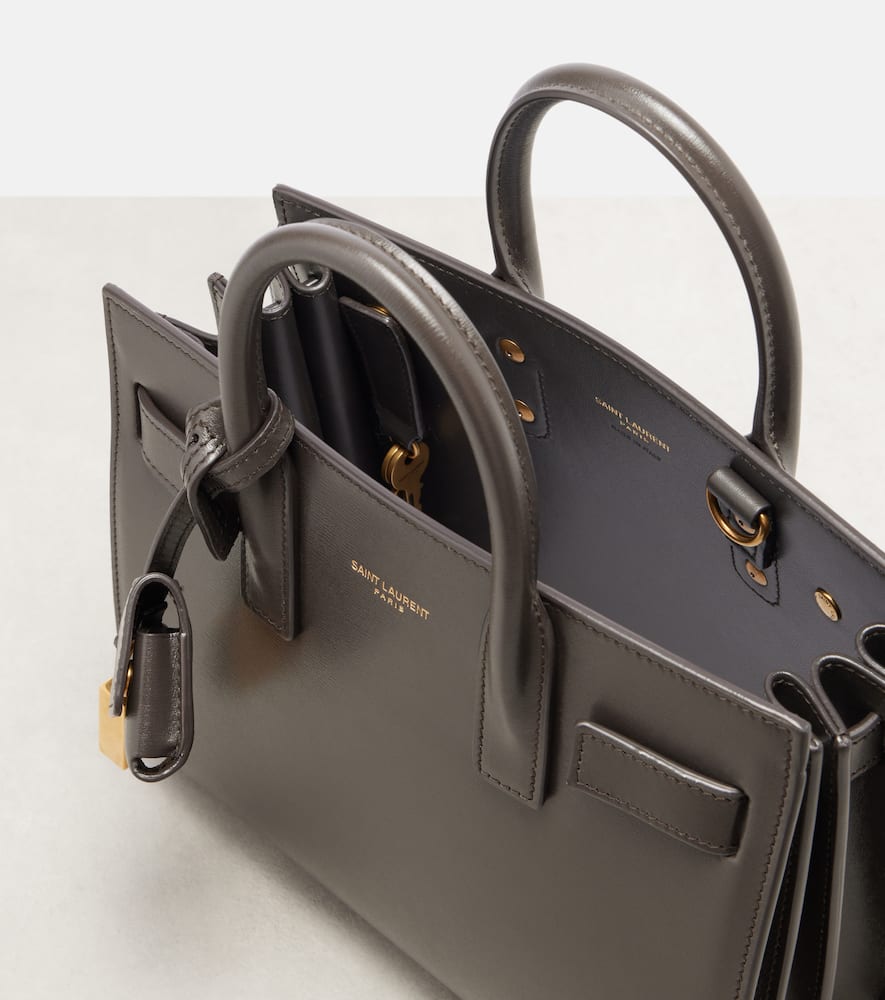 Saint Laurent Sac De Jour Nano Leather Tote Bag In Gray