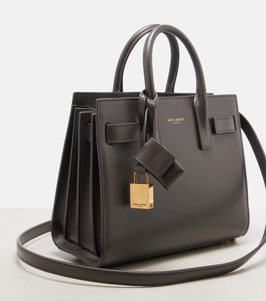 Saint Laurent Sac De Jour Nano Leather Tote Bag In Gray
