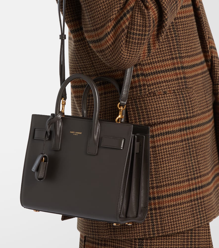 Saint Laurent Sac De Jour Nano Leather Tote Bag In Gray