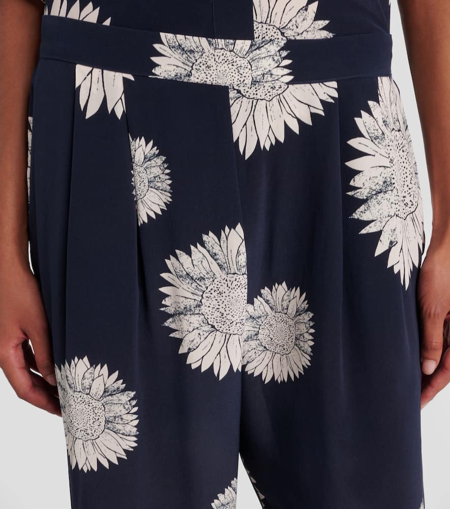 Asceno Isola Silk Crêpe Straight Pants In Blue