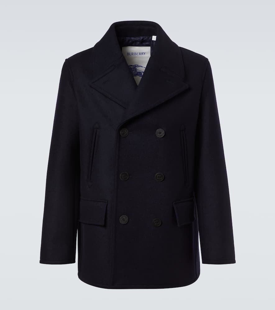 Burberry Double-breasted Wool Peacoat In Blue