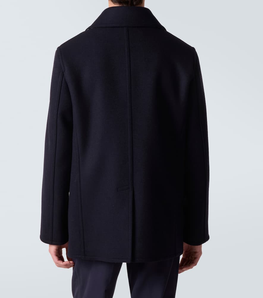 Burberry Double-breasted Wool Peacoat In Blue