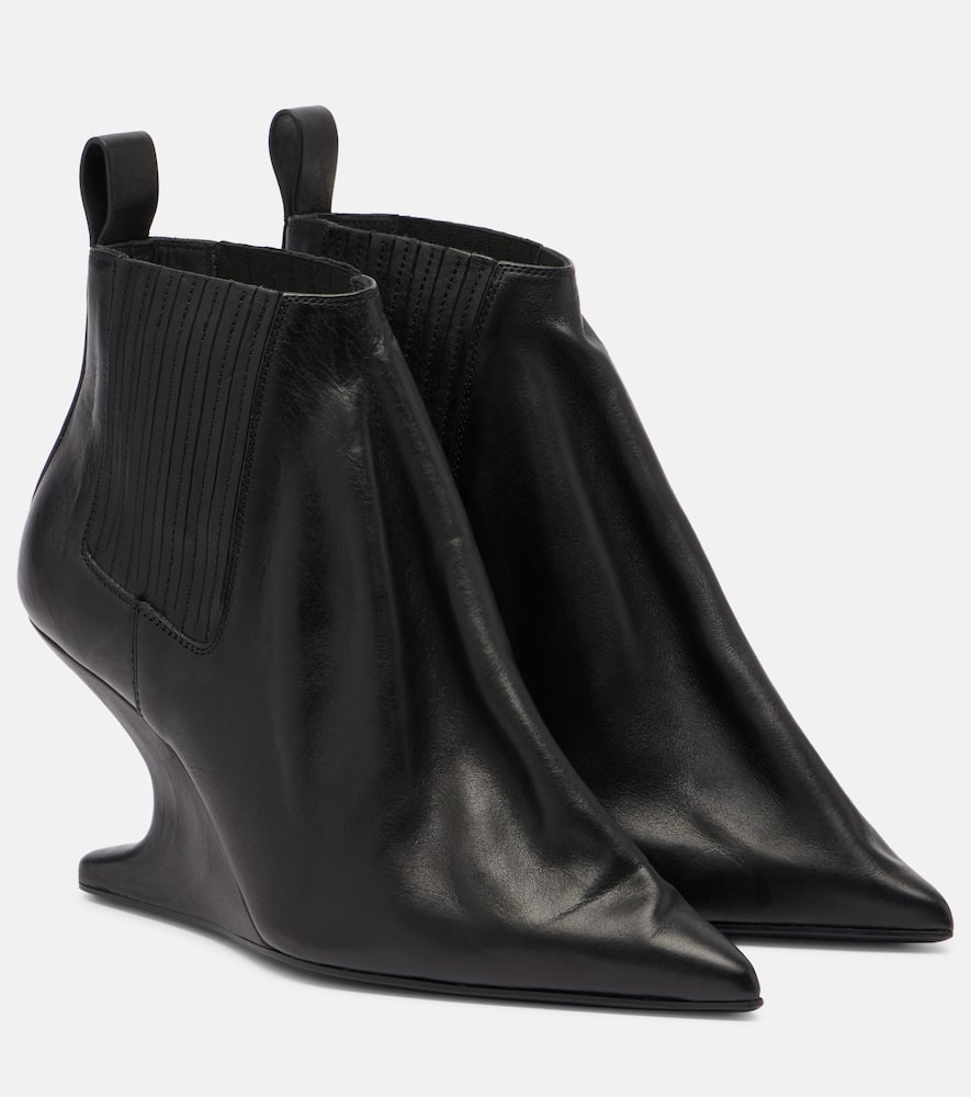Rick Owens Ankle Boot With Pointed Toe And Sculptural Heel In Black